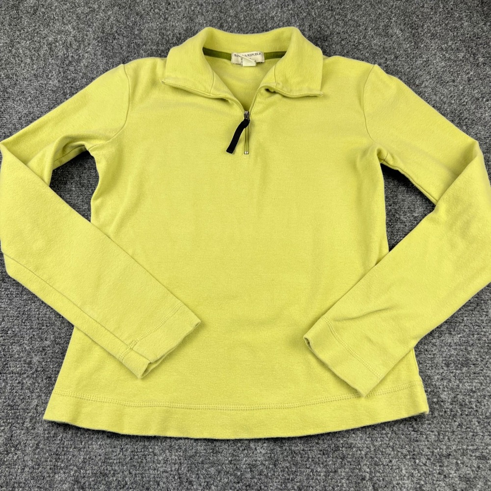 Banana Republic Womens XS Lime Green Stretch Cotton Quarter Zip Pullover Sweater